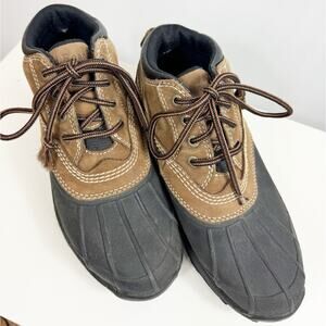 L.L. Bean Mens Rubber Classic Duck Boots Low Cut Shoes Brown Black 7
